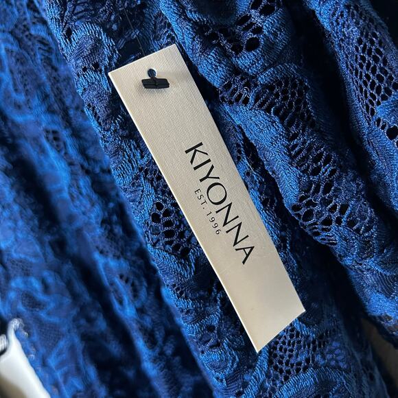 Kiyonna NWT Dress Plus Size 4X Mid Length Navy Lace Overlay Slip Dress - Picture 9 of 10